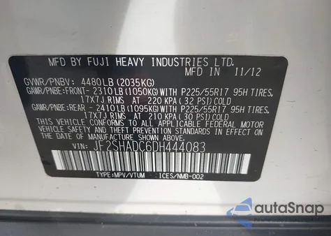 2013 Subaru Forester 2.5X Premium from USA, damaged, VIN JF2SHADC6DH444083